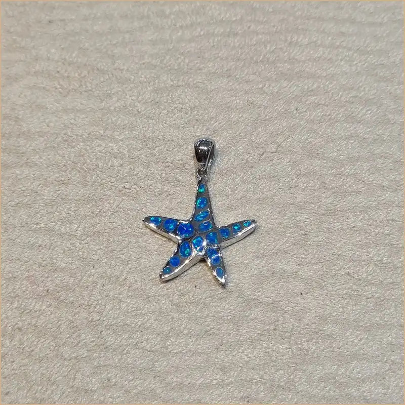Pendentif étoile de mer opaline bleue "PO187.B"