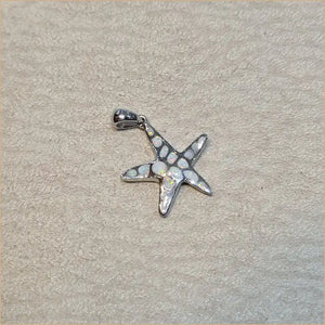 Pendentif étoile de mer opaline blanche "PO187.W"