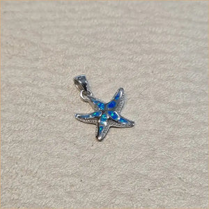 Pendentif étoile de mer opaline bleue "PO188.B"