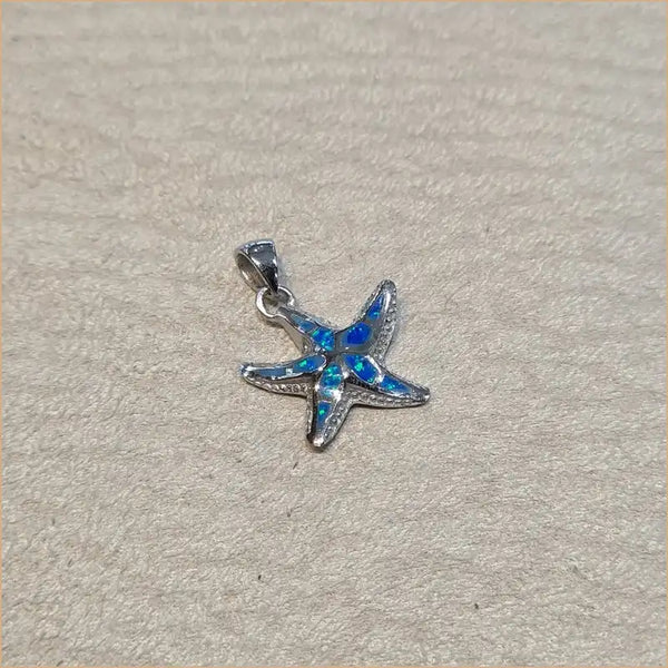 Pendentif étoile de mer opaline bleue "PO188.B"