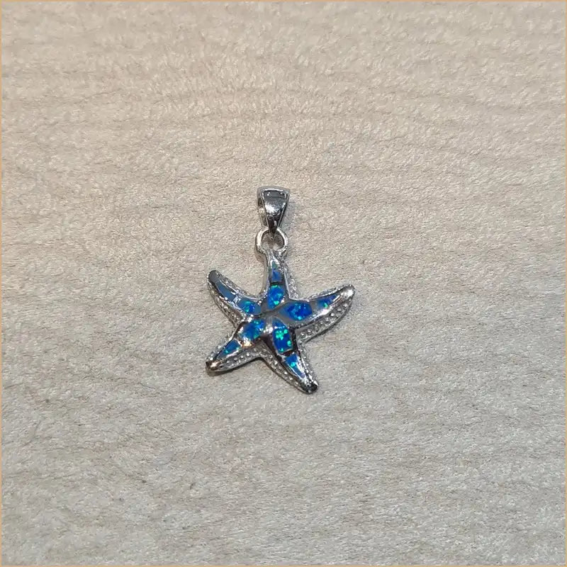 Pendentif étoile de mer opaline bleue "PO188.B"
