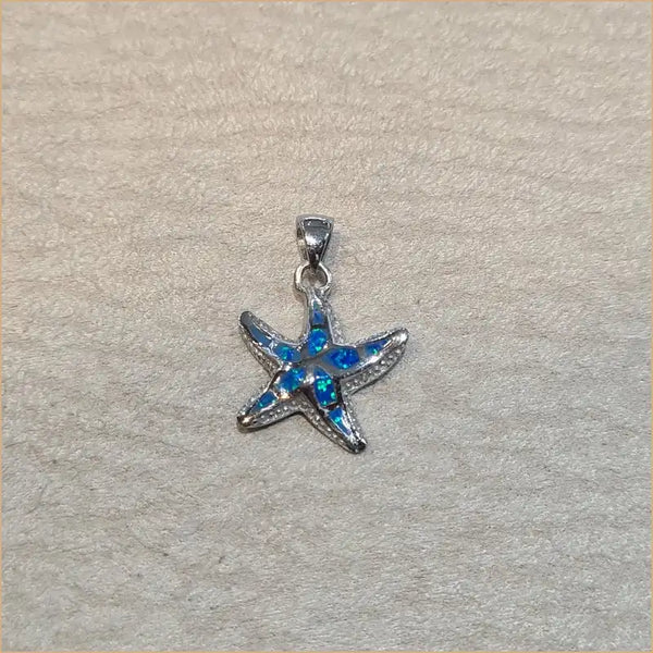 Pendentif étoile de mer opaline bleue "PO188.B"