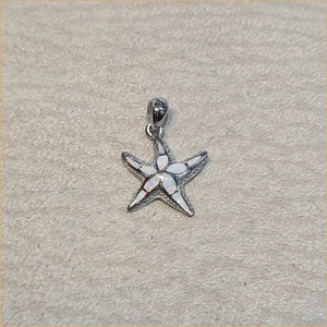 Pendentif étoile de mer opaline blanche "PO188.W"