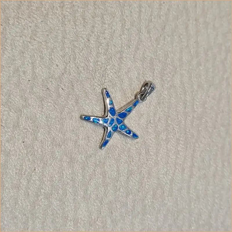 Pendentif étoile de mer opaline bleu "PO189.B"
