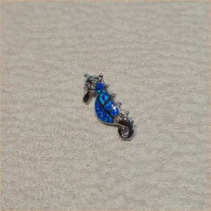 Pendentif hyppocampe opaline bleue "PO193.B"