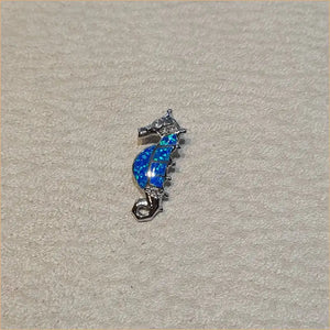 Pendentif hyppocampe opaline bleue "PO193.B"