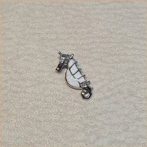 Pendentif hyppocampe opaline blanche "PO193.W"
