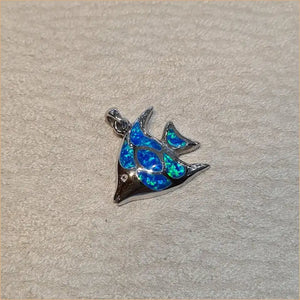 Pendentif poisson opaline bleue "PO196.B"
