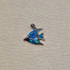 Pendentif poisson opaline bleue "PO196.B"