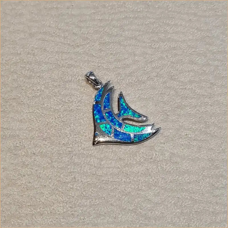 Pendentif poisson opaline bleue "PO199.B"