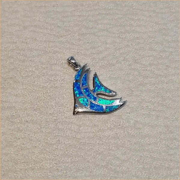 Pendentif poisson opaline bleue "PO199.B"