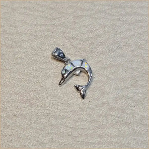Pendentif dauphin opaline blanche "PO200.W"
