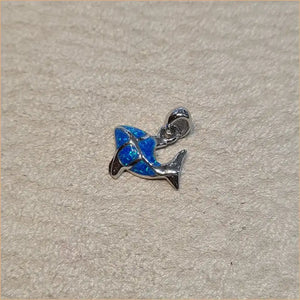 Pendentif poisson opaline bleue "PO201.B"