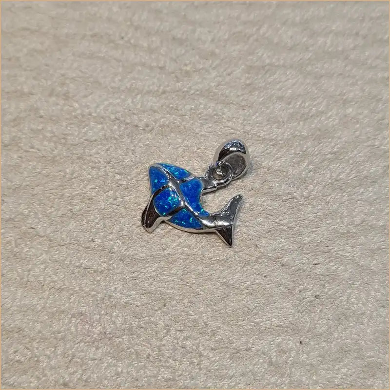 Pendentif poisson opaline bleue "PO201.B"