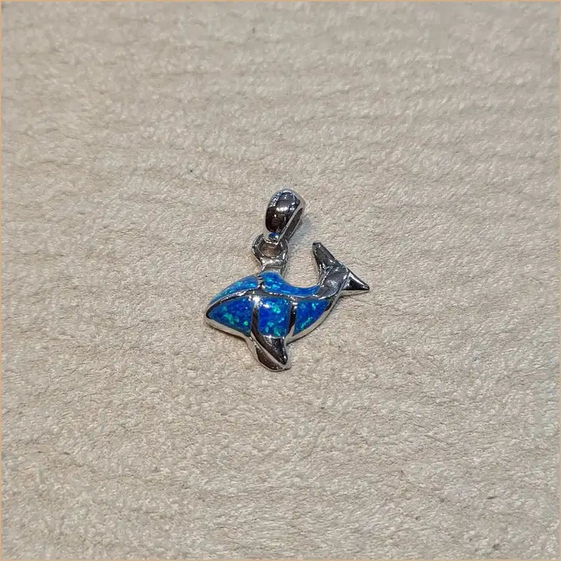 Pendentif poisson opaline bleue "PO201.B"