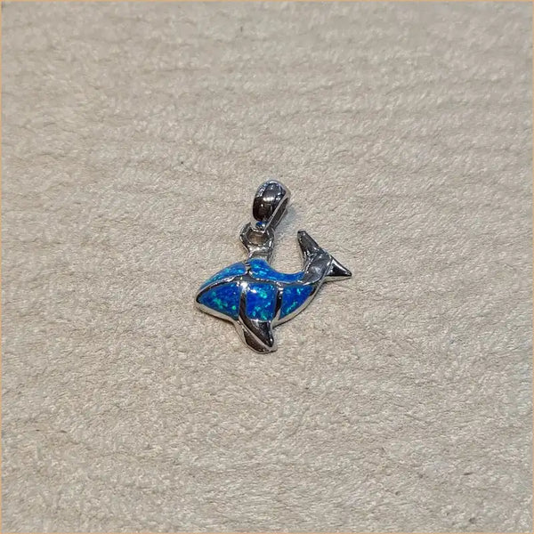 Pendentif poisson opaline bleue "PO201.B"