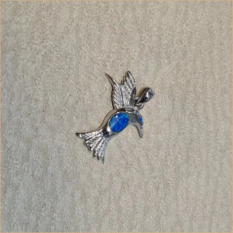 Pendentif colibri opaline bleue "PO204.B"