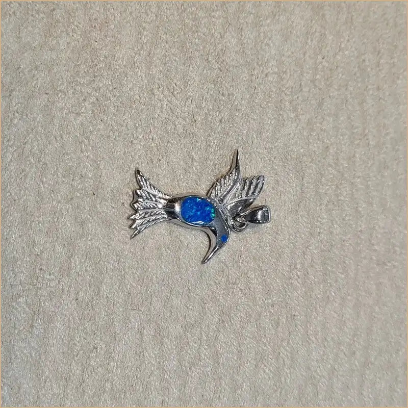 Pendentif colibri opaline bleue "PO204.B"