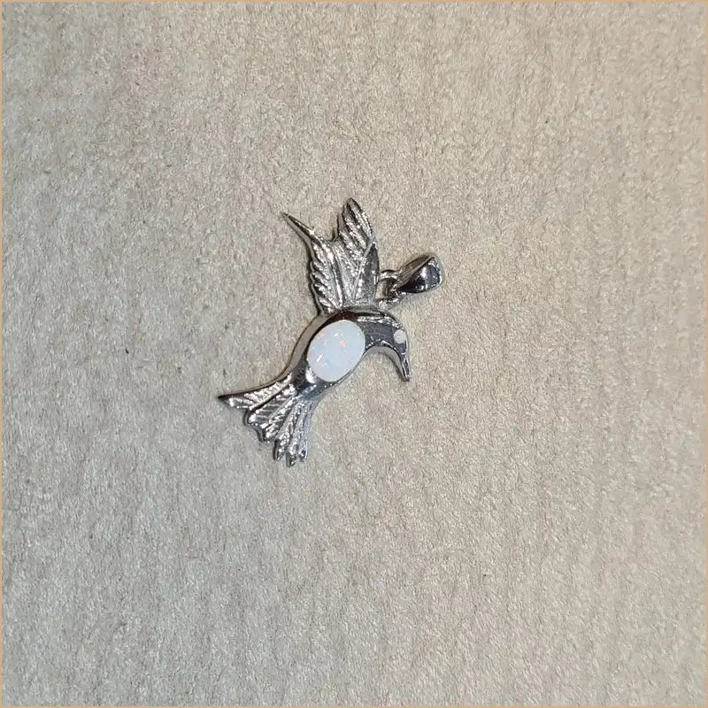 Pendentif colibri opaline blanche "PO204.W"