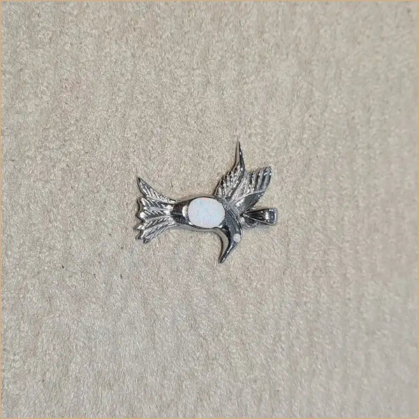 Pendentif colibri opaline blanche "PO204.W"