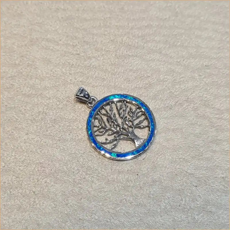Pendentif arbre du voyageur opaline bleue "PO206.B"