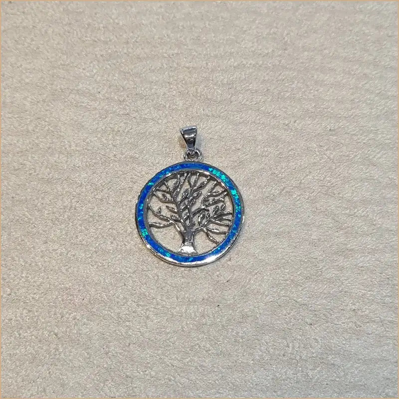 Pendentif arbre du voyageur opaline bleue "PO206.B"