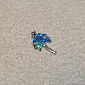 Pendentif palmier opaline bleue "PO209.B"