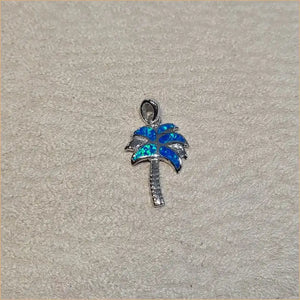 Pendentif palmier opaline bleue "PO209.B"