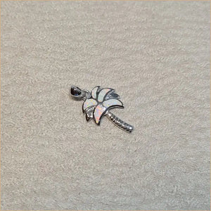 Pendentif palmier opaline blanche "PO209.W"
