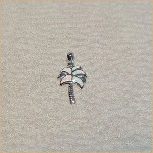 Pendentif palmier opaline blanche "PO209.W"