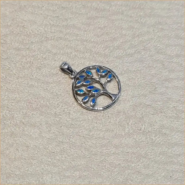Pendentif arbre du voyageur opaline bleue "PO210.B"