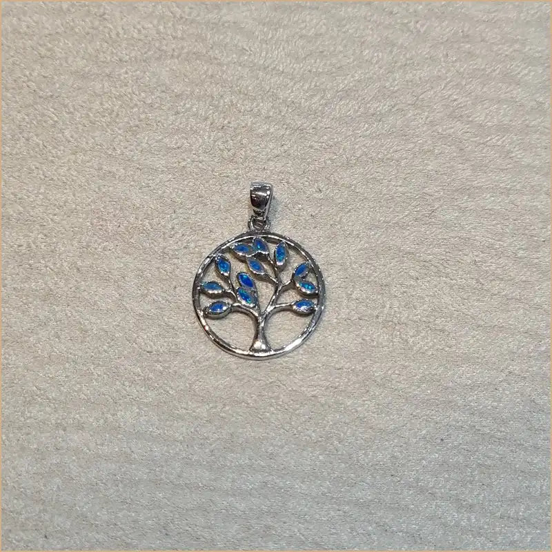 Pendentif arbre du voyageur opaline bleue "PO210.B"