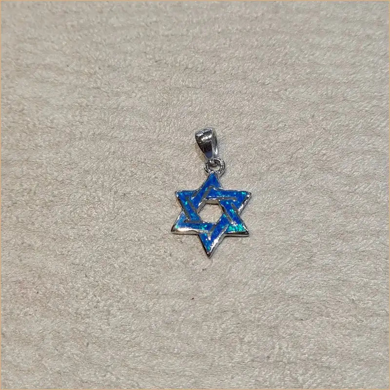 Pendentif étoile de David opaline bleue "PO211.B"