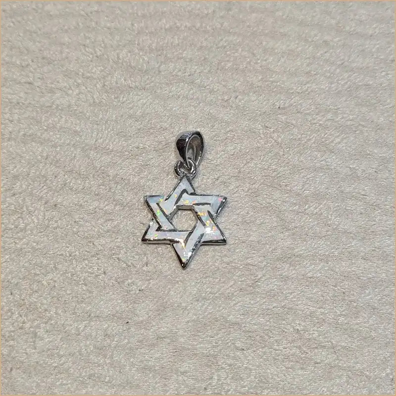 Pendentif étoile de David opaline blanche "PO211.W"