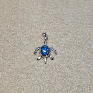 Pendentif tortue opaline bleue "POT24.B"
