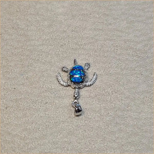 Pendentif tortue opaline bleue "POT24.B"