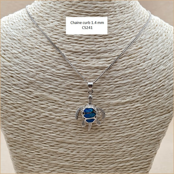 Pendentif tortue opaline bleue "POT24.B"
