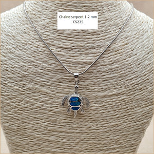 Pendentif tortue opaline bleue "POT24.B"