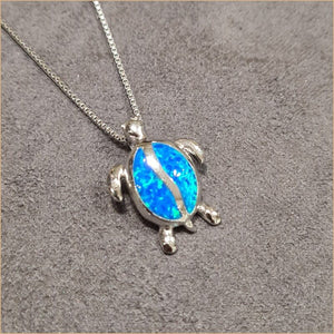 Pendentif tortue opaline bleu "POT28.B"
