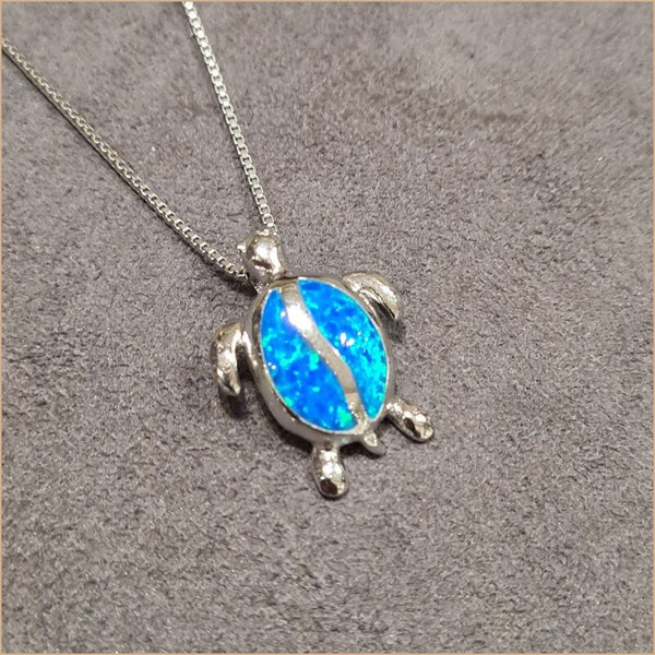 Pendentif tortue opaline bleu "POT28.B"