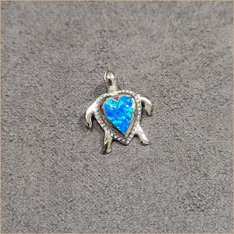 Pendentif tortue opaline bleu "POT33.B"