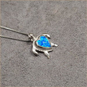 Pendentif tortue opaline bleu "POT33.B"