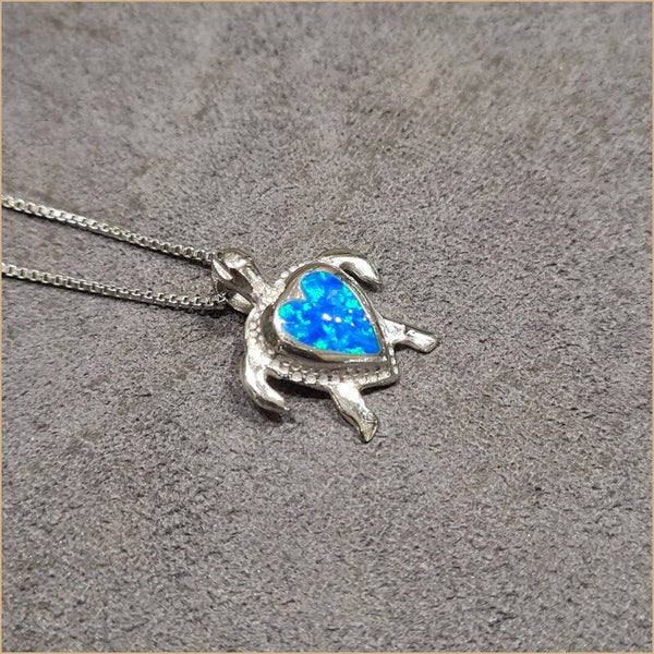 Pendentif tortue opaline bleu "POT33.B"