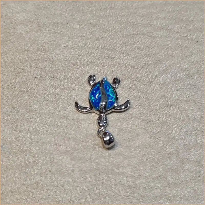 Pendentif tortue opaline bleue "POT36.B"