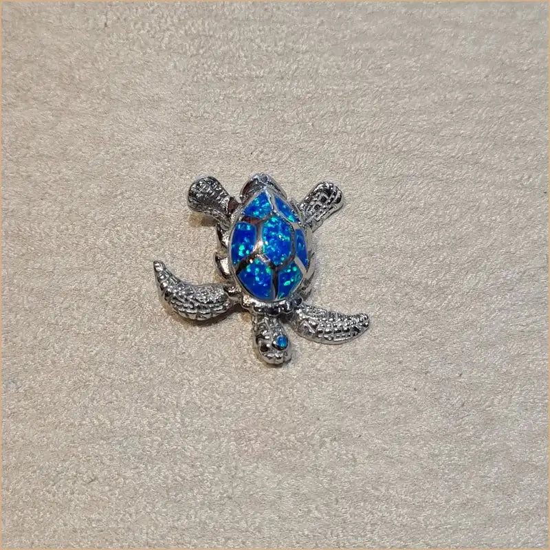 Pendentif tortue opaline bleue "POT37.B"