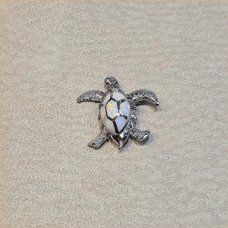Pendentif tortue opaline blanche "POT37.W"