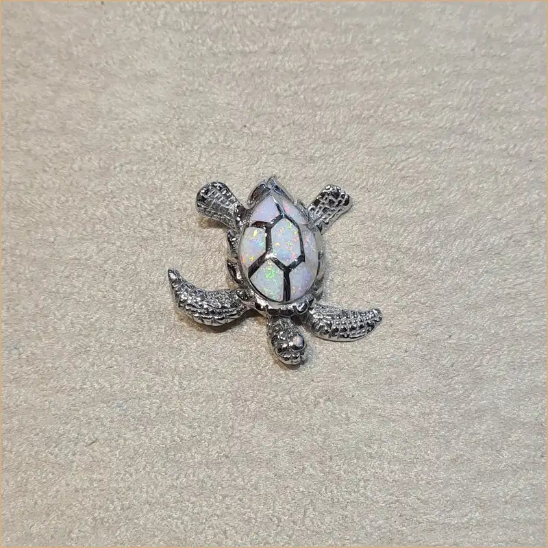 Pendentif tortue opaline blanche "POT37.W"