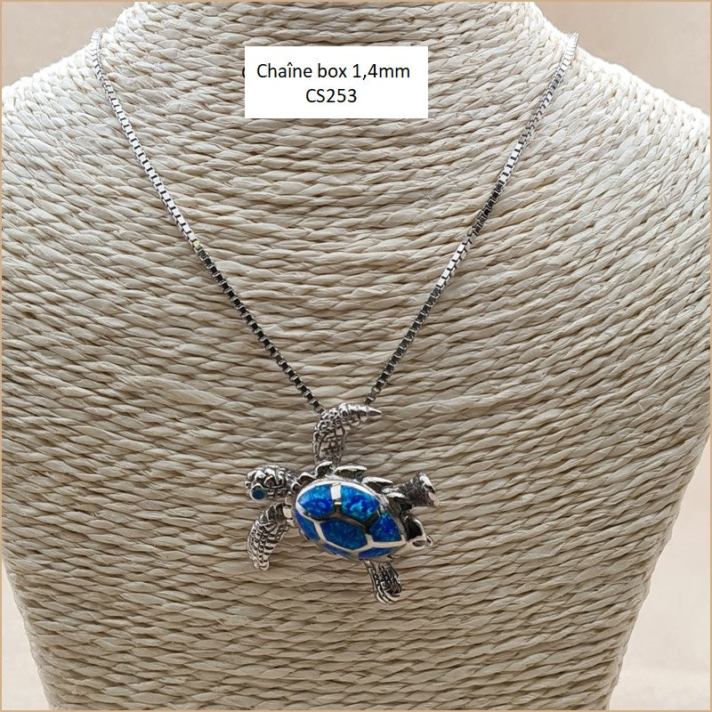 Pendentif tortue opaline bleue "POT37.B"