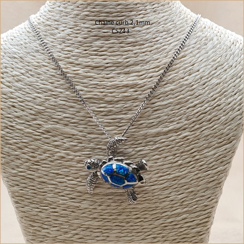 Pendentif tortue opaline bleue "POT37.B"