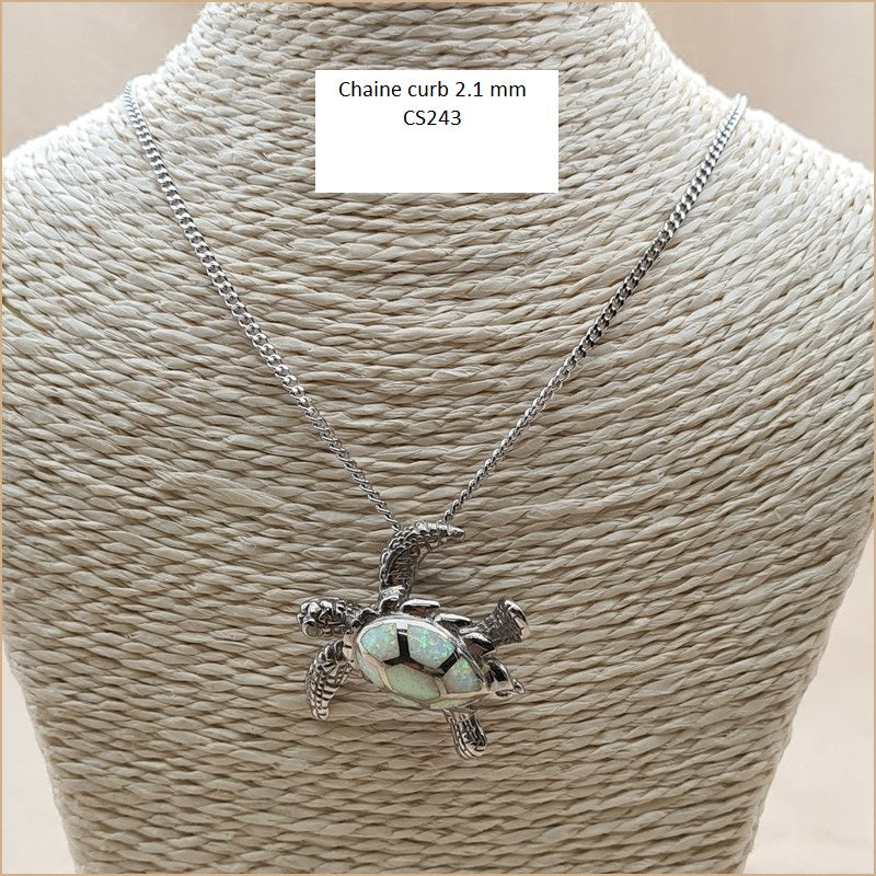 Pendentif tortue opaline blanche "POT37.W"